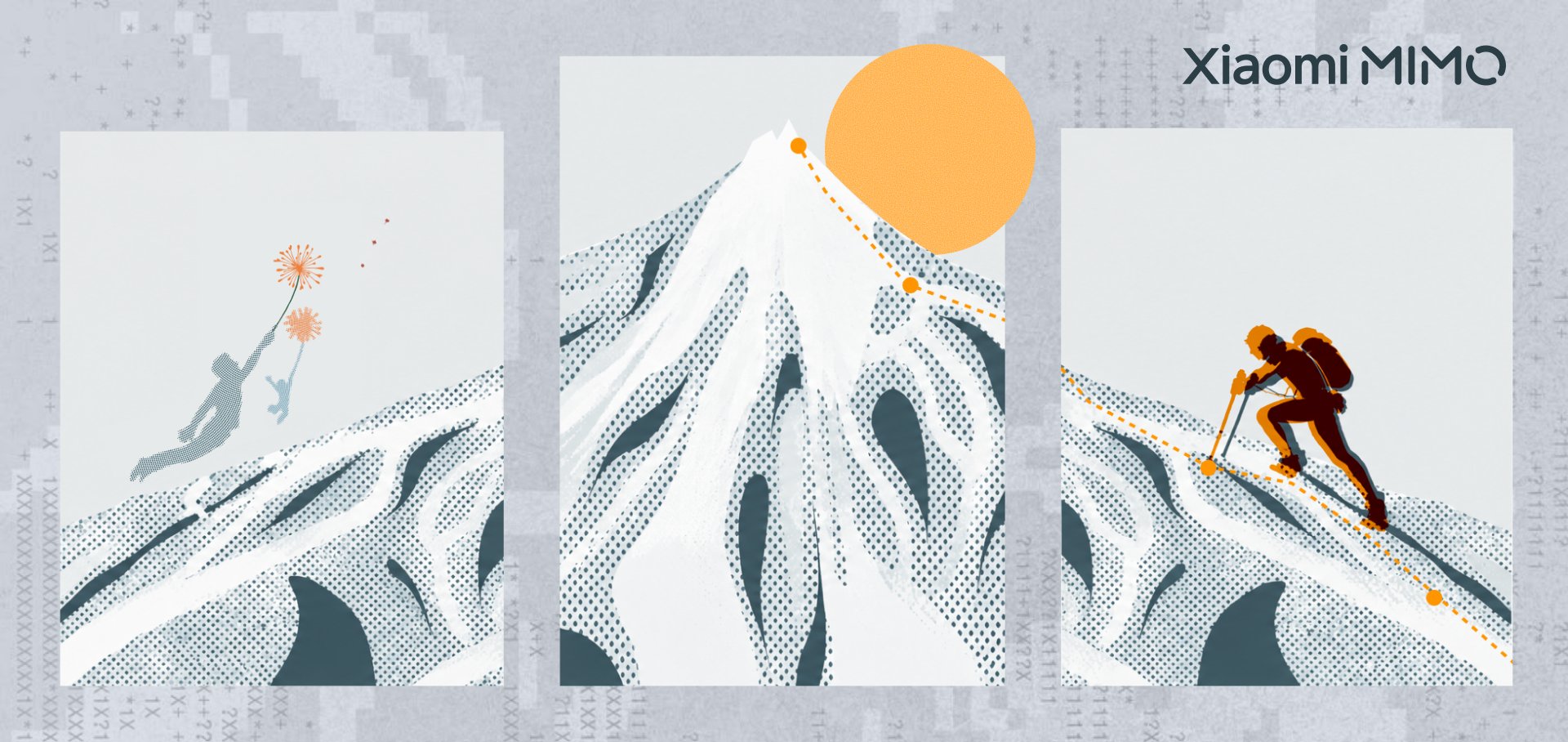 MiMo-V2.6 release artwork with climbers ascending a mountain